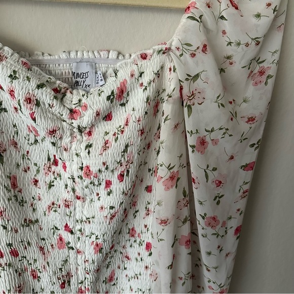 Princess Polly Floral Ruched Dress in White Size 4 - Picture 8 of 10